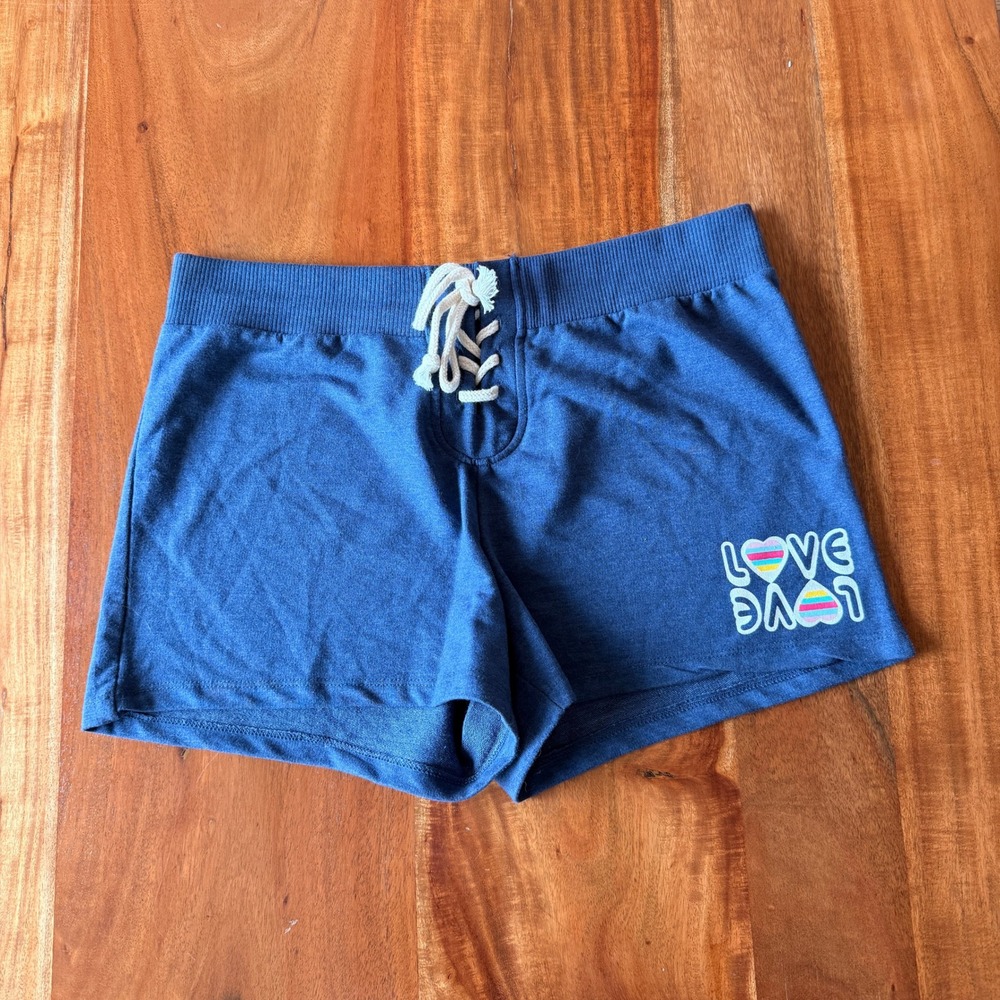 Ultra Flirt Women's Blue "Love" Sweat Shorts Size L